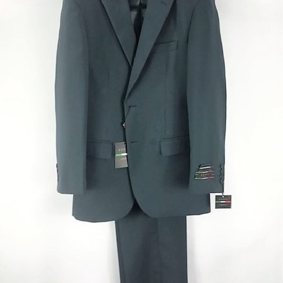LUCCI Men/'s Brown 2 Button Classic Fit Poplin Polyester Suit NEW